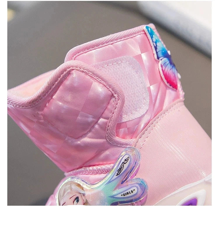 Disney Hiver Enfants Bottes En Peluche Imperméable Antidérapant Fille Frozen Princesse Elsa 26-37