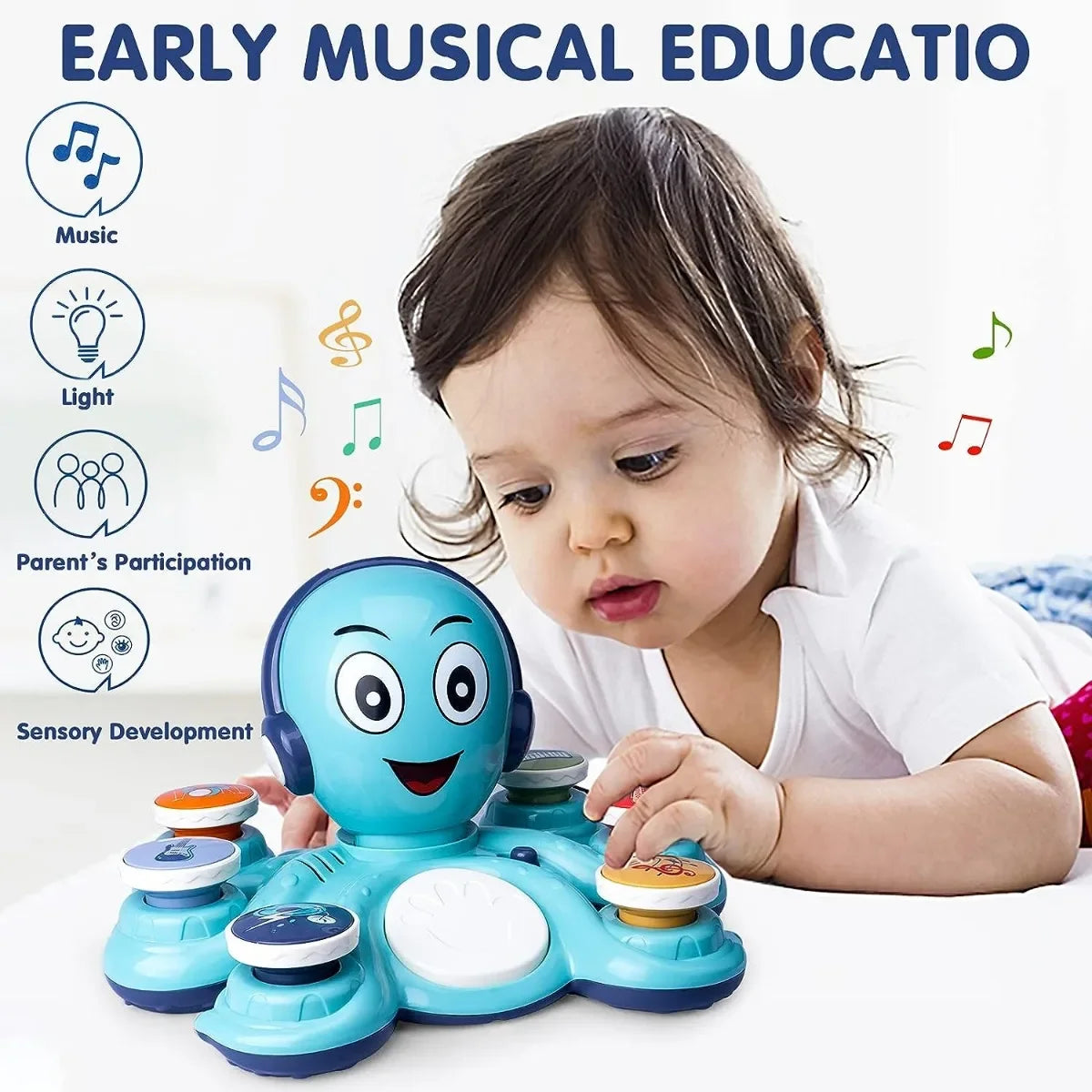 Octopus Jouets de musique Instruments éducatifs musicaux pour enfants d’âge préscolaire Jouet pour l’anniversaire