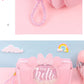 Sable mouvant chat crayon étui mignon sac à crayons Trois couches Grand étui à stylo filles kawaii Papeterie sac dessin animé animaux stylo