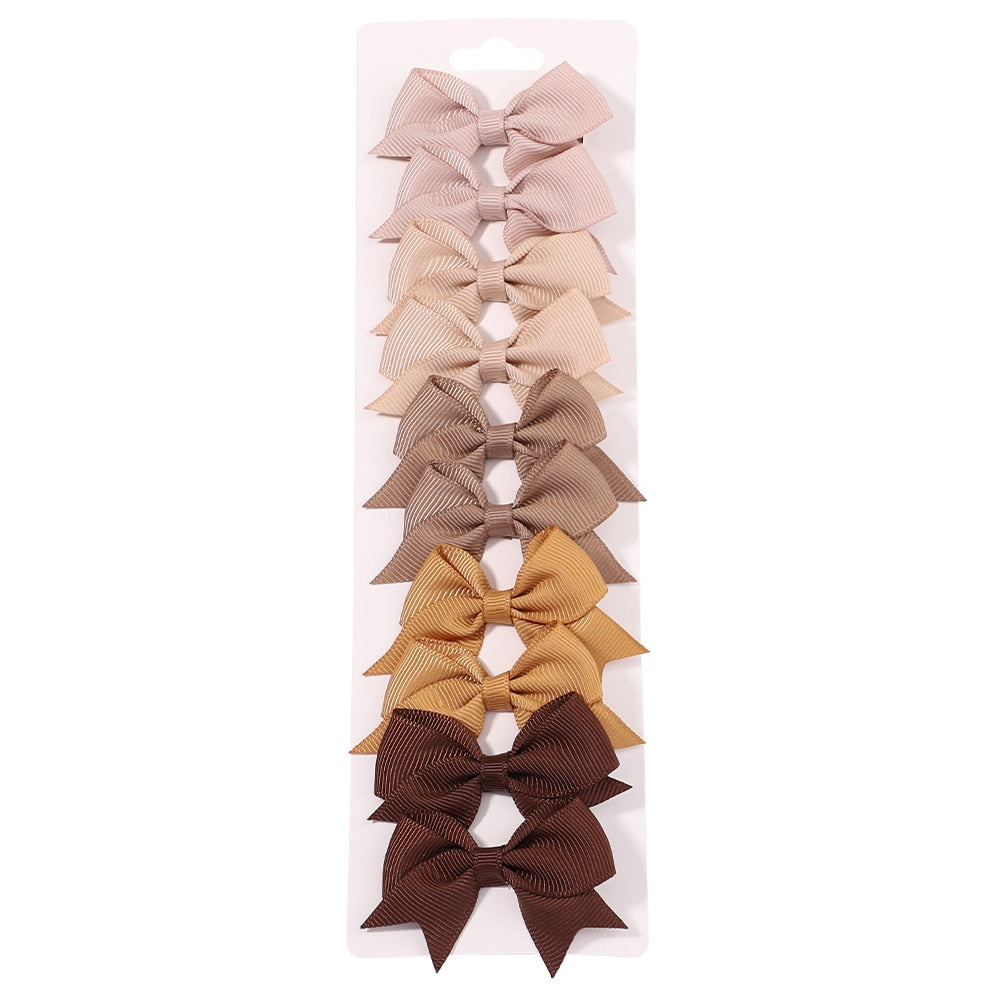 Lot de 10 Barrettes à cheveux avec ruban solide pour petites filles.