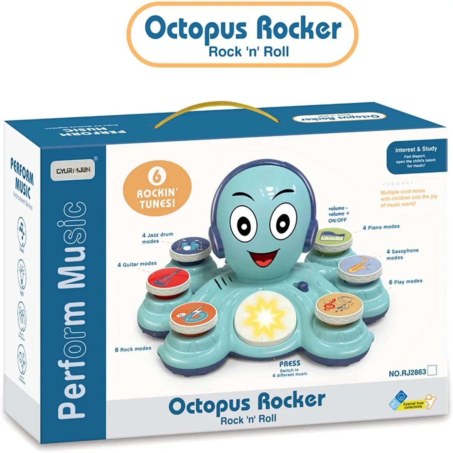 Octopus Jouets de musique Instruments éducatifs musicaux pour enfants d’âge préscolaire Jouet pour l’anniversaire