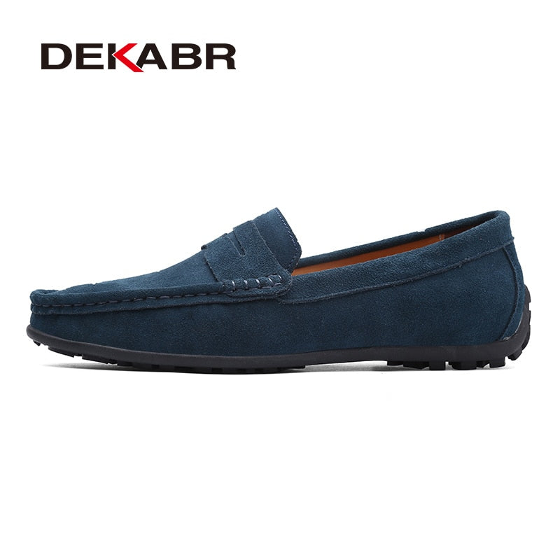 DEKABR-Mocassins souples respirants en cuir véritable pour hommes.