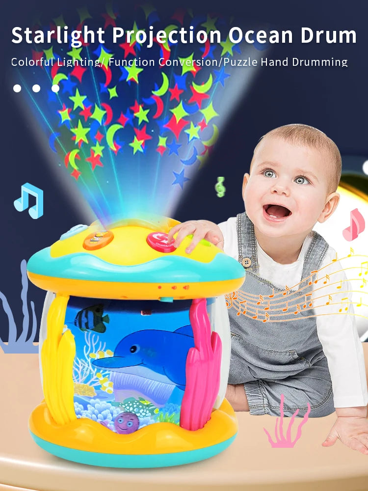 Jouets pour bébés 6 à 12 mois musical, Ocean Projecteur rotatif Cadeaux pour bébés pour les tout-petits Enfants