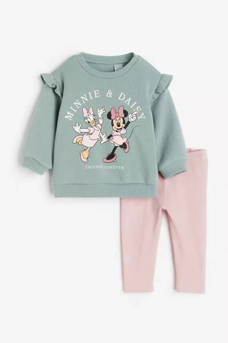 Sweat-shirt rose et pantalon à manches longues pour filles