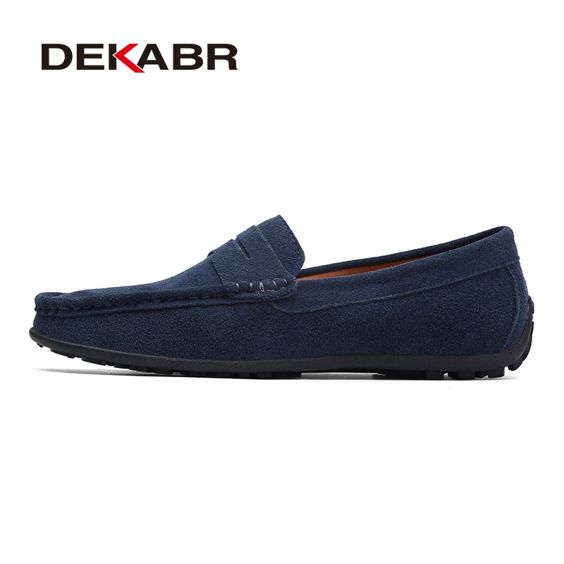 DEKABR-Mocassins souples respirants en cuir véritable pour hommes.