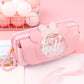 Sable mouvant chat crayon étui mignon sac à crayons Trois couches Grand étui à stylo filles kawaii Papeterie sac dessin animé animaux stylo