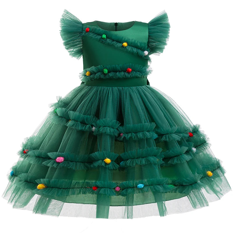 Robe de princesse à manches volantes pour bébé fille, robe de carnaval, robe bouffante en maille, robe de fête d'anniversaire