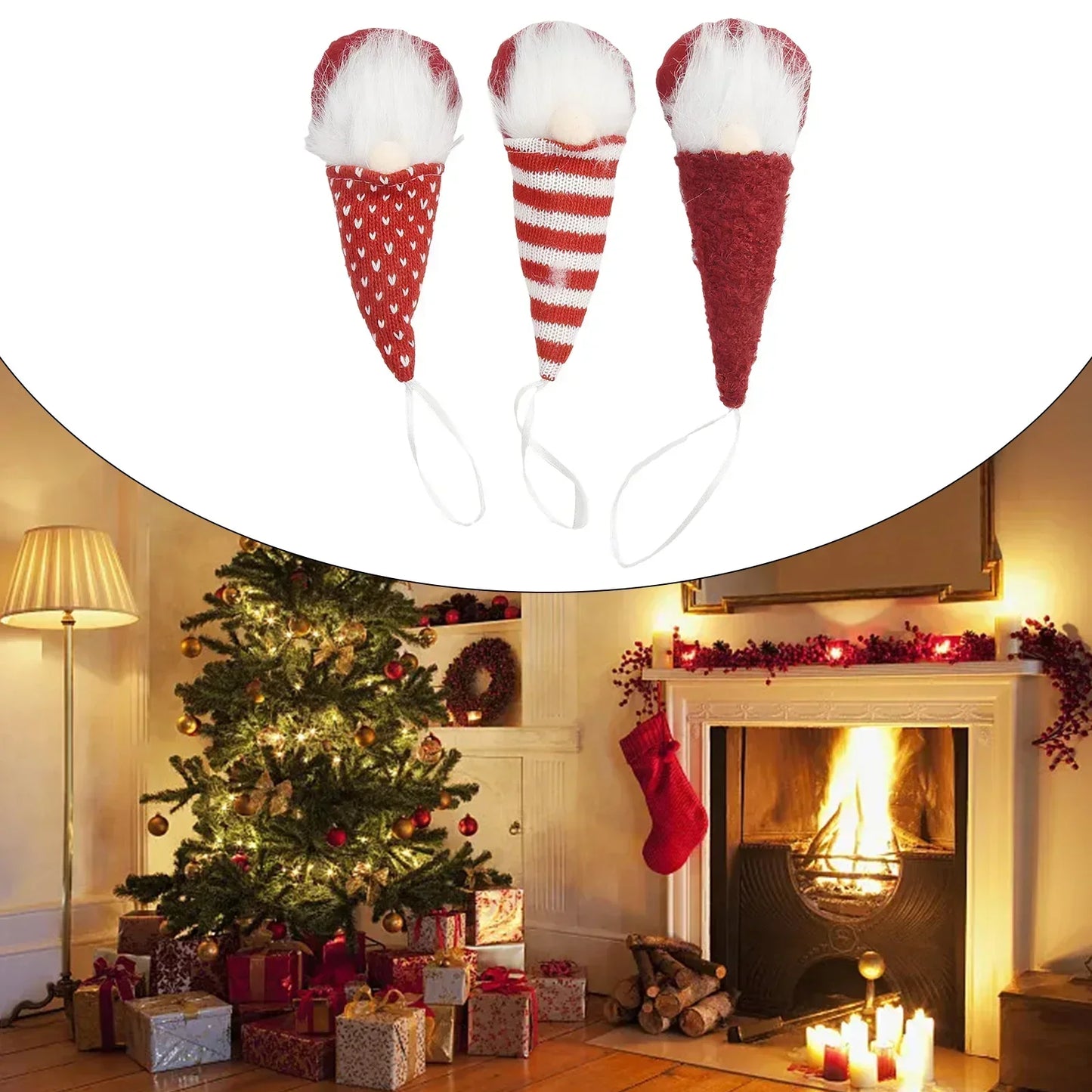 3Pcs Mini poupée de Noël suspendue arbre de Noël pendentif poupée en peluche