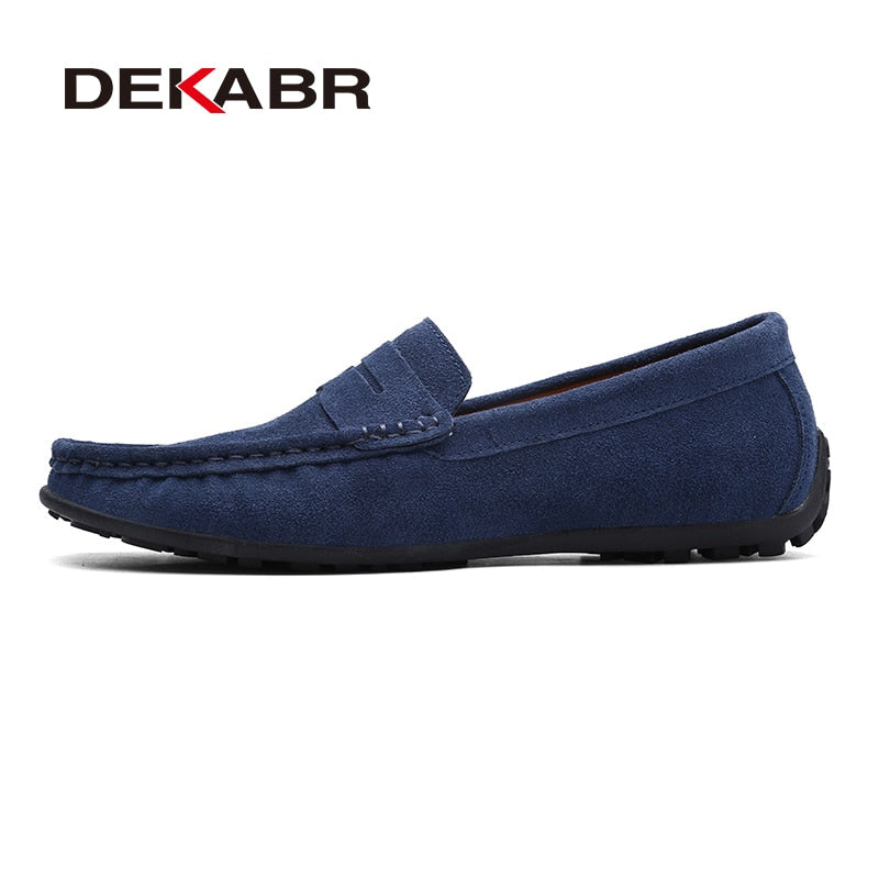 DEKABR-Mocassins souples respirants en cuir véritable pour hommes.