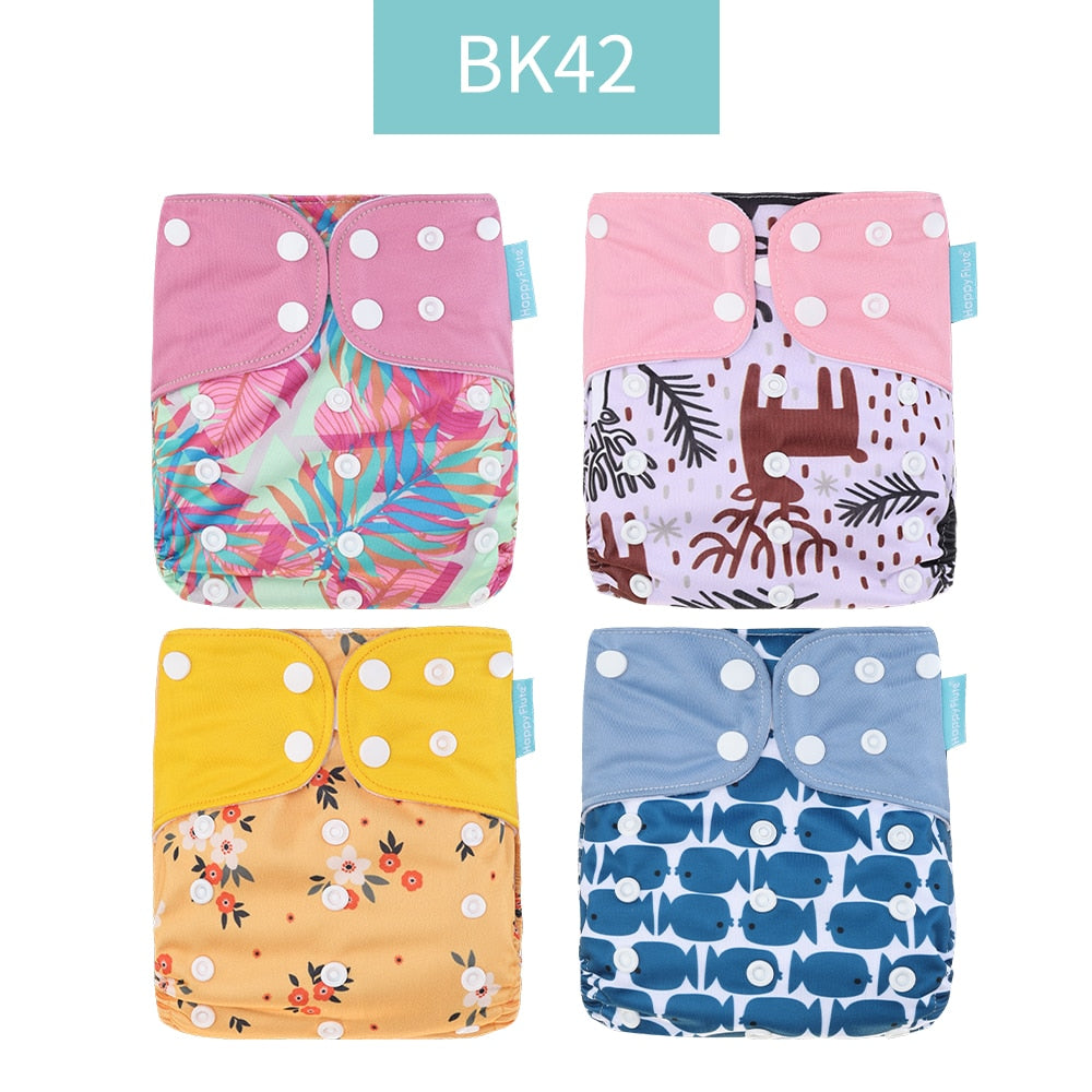 Happyflute 2022 New Fashion Style Baby Nappy 4pcs/set Diaper Cover Waterproof&amp;Reusable Cloth Diaper