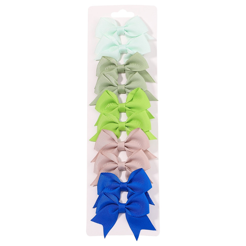 Lot de 10 Barrettes à cheveux avec ruban solide pour petites filles.