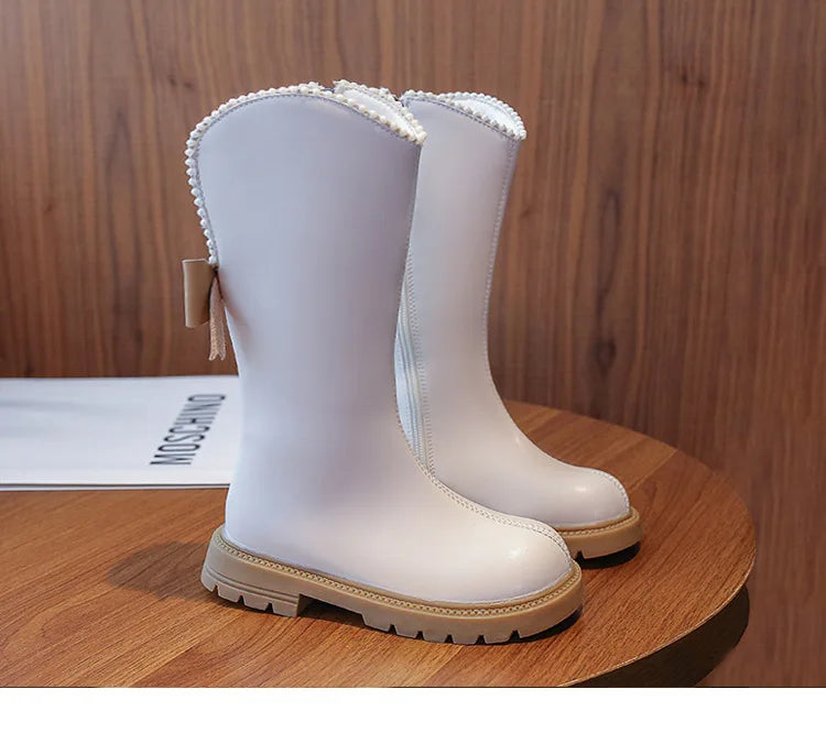 Bottes  En Cuir Princesse élégant avec perlé, d'hiver 26-37