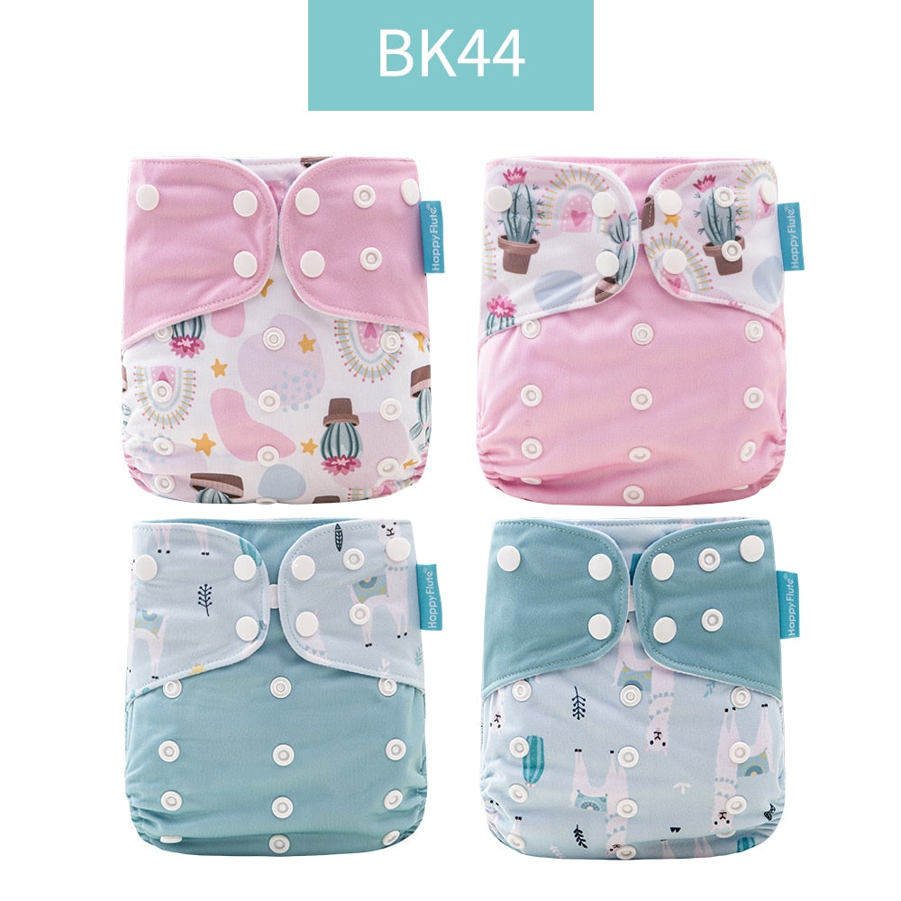 Happyflute 2022 New Fashion Style Baby Nappy 4pcs/set Diaper Cover Waterproof&amp;Reusable Cloth Diaper