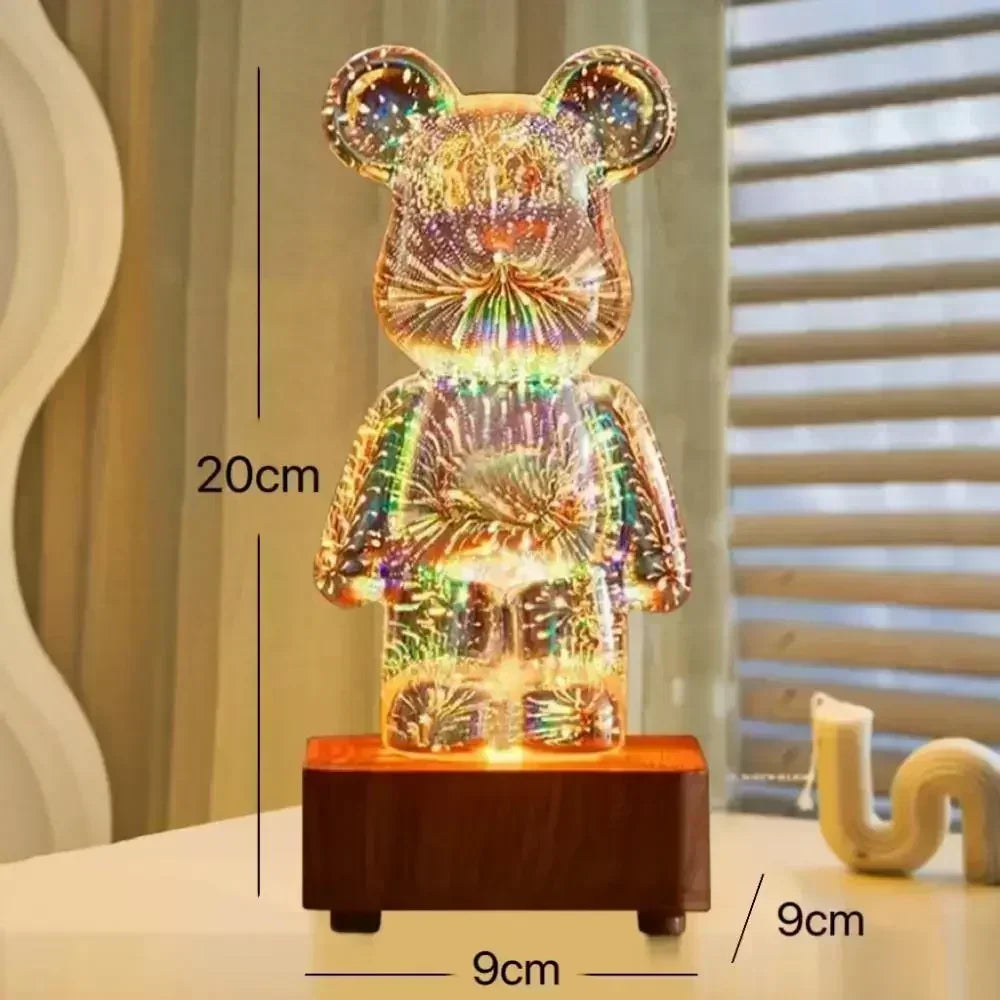 Lampe LED 3D en Forme d'Ours en enquêter d'Artifice, Projecteur USB, Adaptée à la Décoration de la Chambre d'Enfant