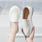 Mocassins en Cuir pour Femme, Chaussures Plates Blanc