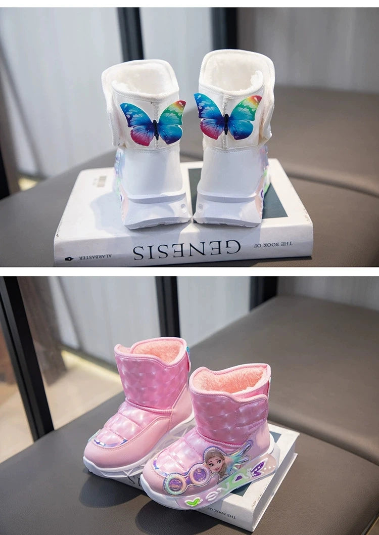 Bottes En Peluche Imperméable Antidérapant Fille Frozen Princesse Elsa 26-37