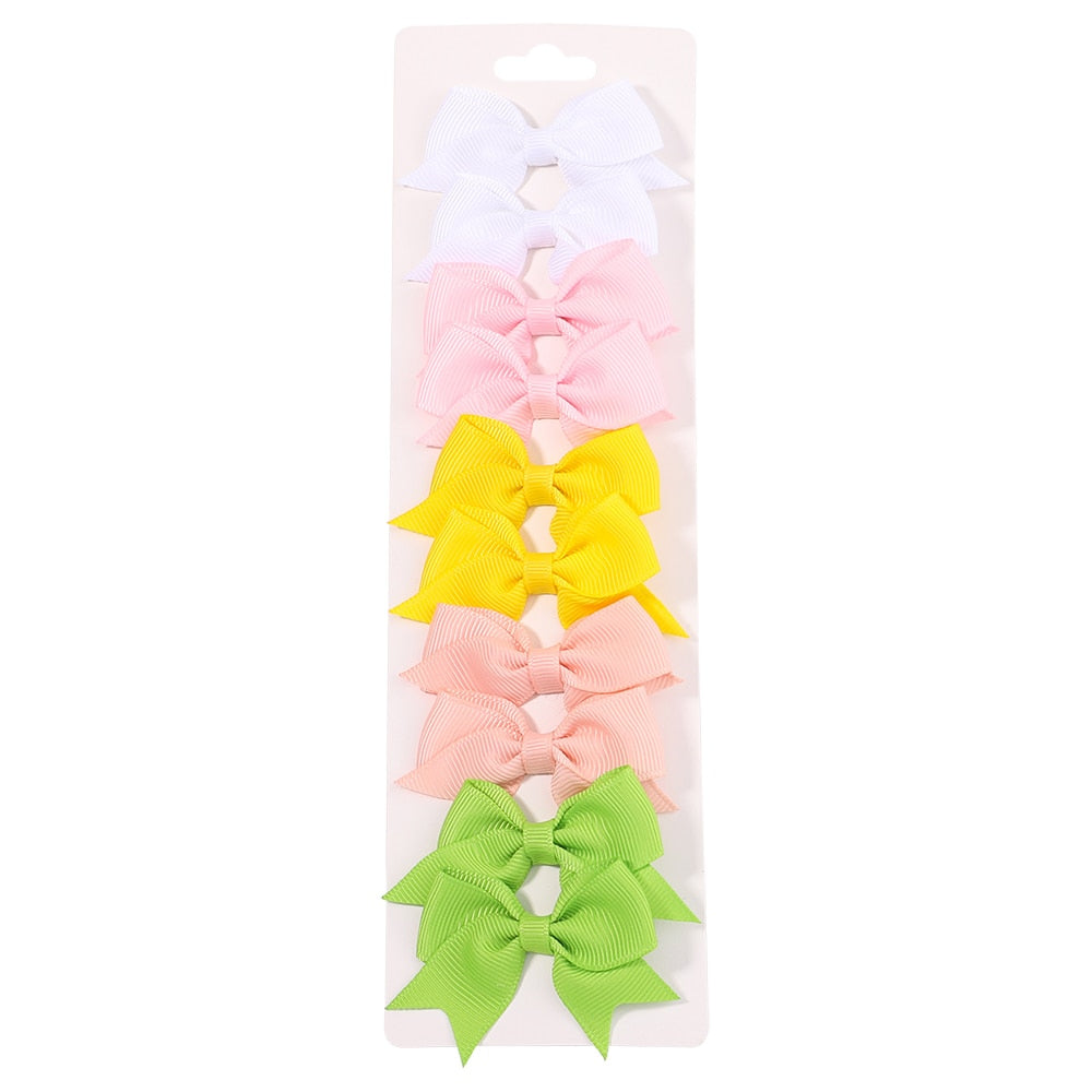 Lot de 10 Barrettes à cheveux avec ruban solide pour petites filles.