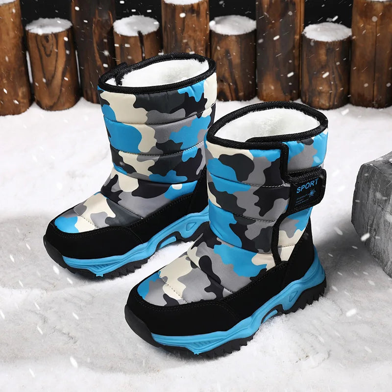 Bottes de neige imperméables pour garçons et filles, chaussures pour temps froid, extérieur 28-37