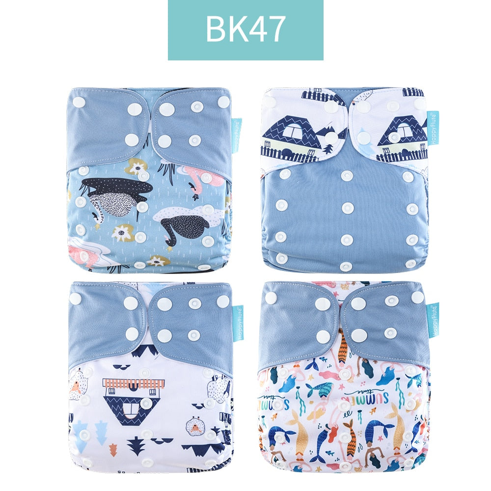 Happyflute 2022 New Fashion Style Baby Nappy 4pcs/set Diaper Cover Waterproof&amp;Reusable Cloth Diaper