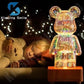 Lampe LED 3D en Forme d'Ours en enquêter d'Artifice, Projecteur USB, Adaptée à la Décoration de la Chambre d'Enfant