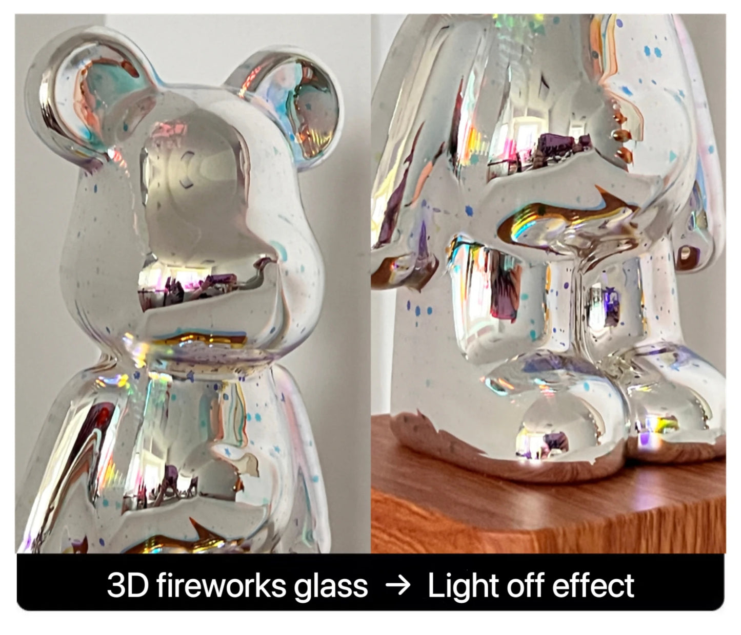 Lampe LED 3D en Forme d'Ours en enquêter d'Artifice, Projecteur USB, Adaptée à la Décoration de la Chambre d'Enfant