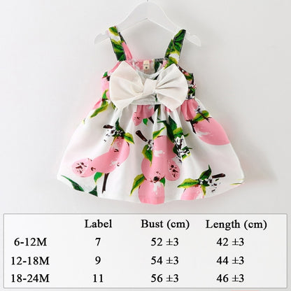 Robe Imprimée Intégrale Avec Des Fleurs Pour Enfant En Bas Âge Et Chapeau, Jolie Robe Sans Manches Avec Nœud Décoratif, Vêtements Pour Bébé Fille Pour L'été