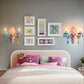 Applique murale en cristal Macaron pour chambre d'enfant, lampe LED créative, rose, chambre de bébé, chambre de princesse