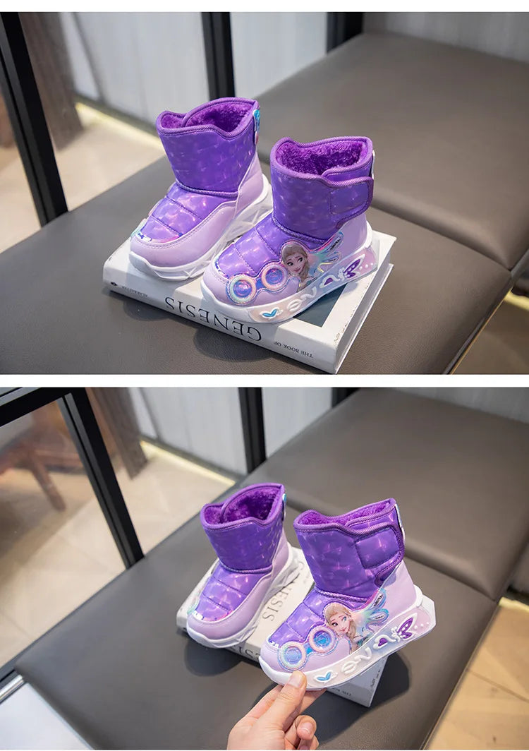 Bottes de neige en coton épais Disney ,bottes de princesse Elsa congelée