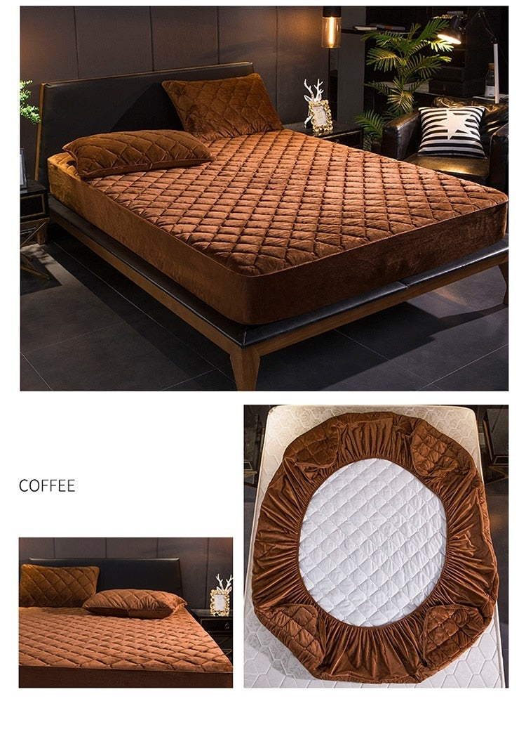 Couvre-matelas épais et matelassé en velours