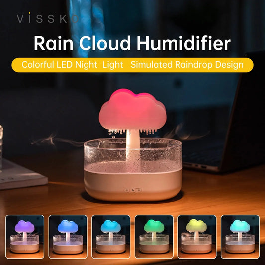 Humidificateur d'air Lampe Plui, Rain-Cloud humidificateur avec 7 lumières LED de Couleur, Diffuseur huiles essentielles, lampe champignon pluie pour Maison, Bureau et Chambre