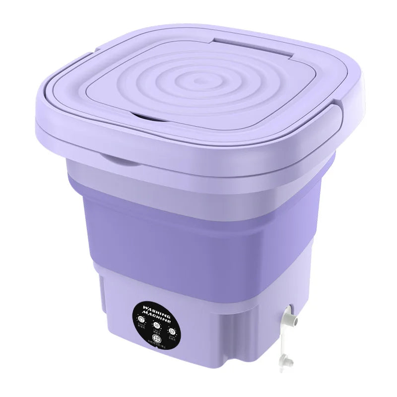 Machine a laver Portable Violet pliable avec centrifugeuse 8l 220V Mini-linge automatique pour chaussettes sous-vetement Balachov