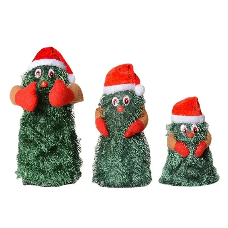 Arbre de Noël musical Poupées de jouets en peluche électrique Drôle mignon vert Arbre de Noël