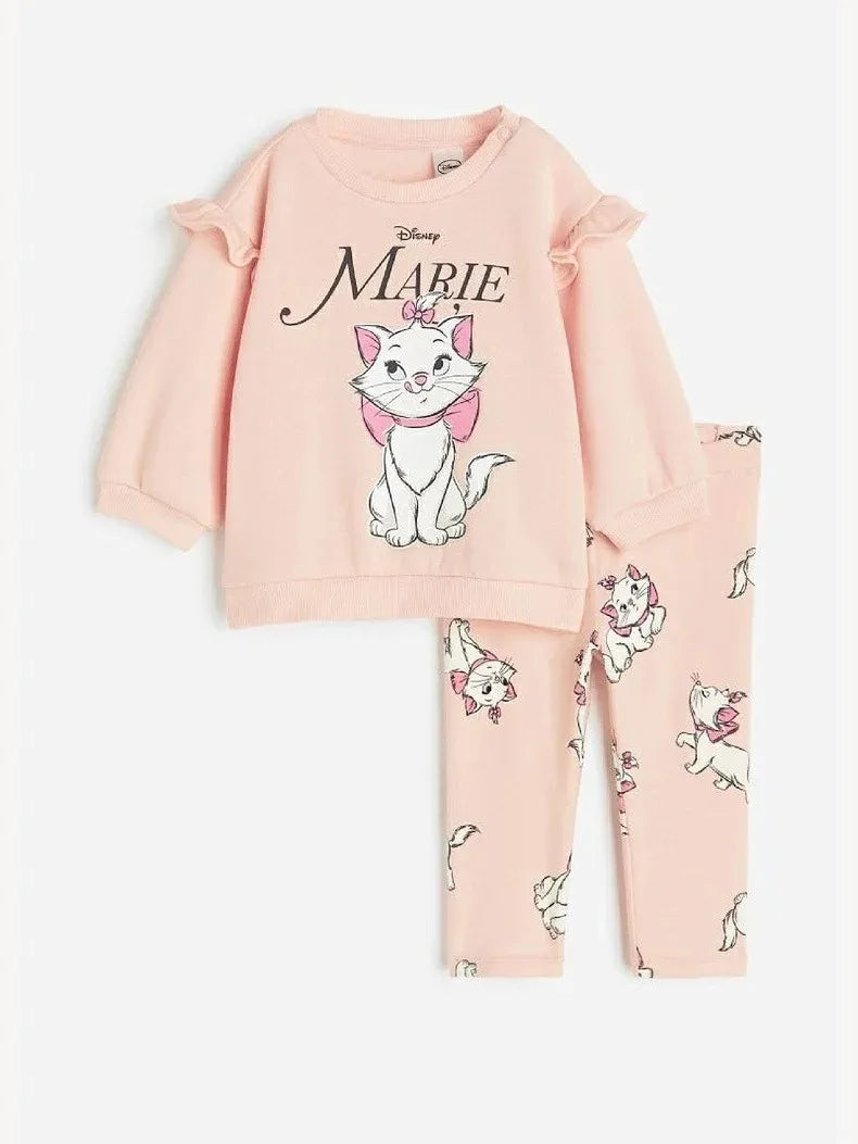 Sweat-shirt rose et pantalon à manches longues pour filles