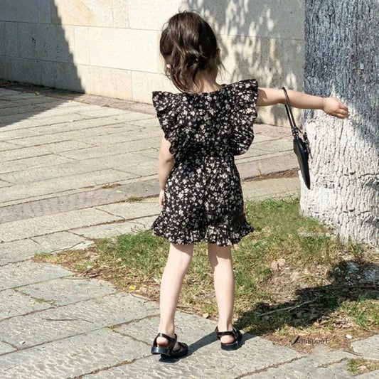 Ensemble haut et short à fleurs pour petites filles