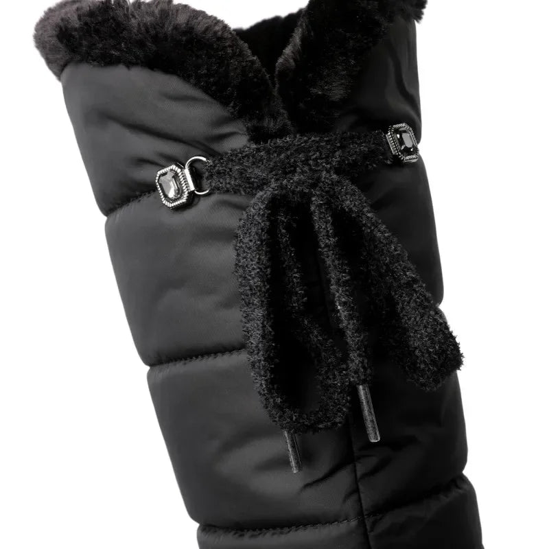 Bottes de neige compensées au genou pour femmes et filles, chaussures de pluie pour dames, noir et blanc, fourrure chaude, peluche, décontracté, imperméable, hiver