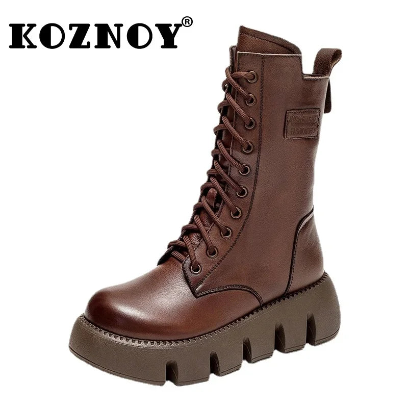 Koznoy-Bottes de rinçage en cuir de vache véritable pour femme