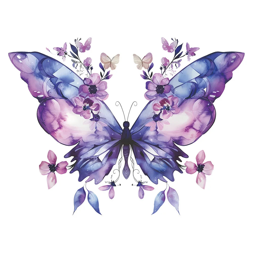 Fleurs violettes papillon fille chambre porche fond décoration exquise stickers muraux décoration murale