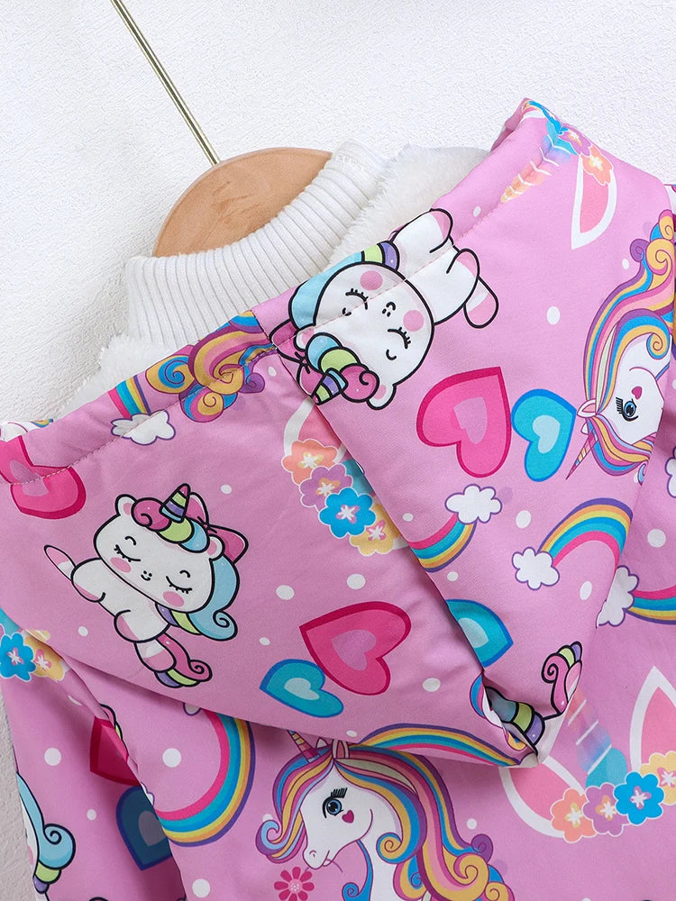 Manteau  à Capuche Chaud avec Imprimé Arc-en-Ciel pour Fille, Imperméables