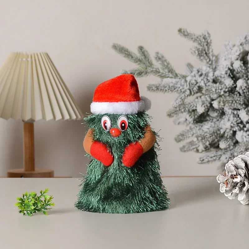 Arbre de Noël musical Poupées de jouets en peluche électrique Drôle mignon vert Arbre de Noël