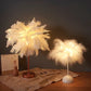 Lampe de Table en Plumes d'Arbre Créative