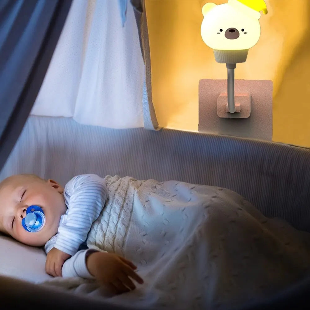 USB veilleuse LED Chlidren mignon dessin animé lampe de nuit ours lapin télécommande pour bébé