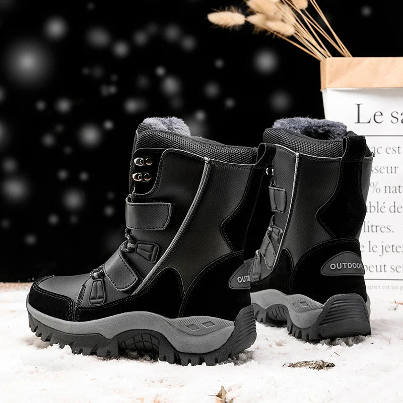 Bottes de neige imperméables mi-mollet pour femmes, peluche