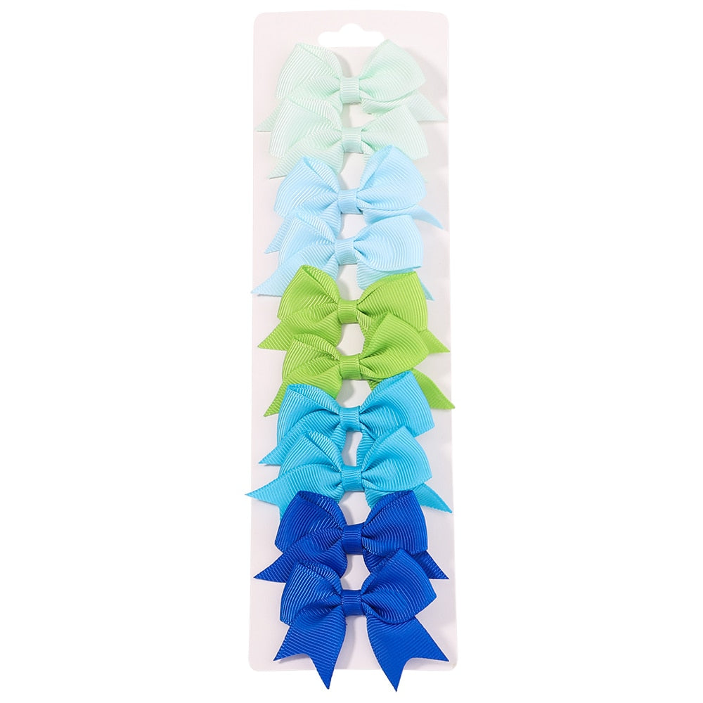 Lot de 10 Barrettes à cheveux avec ruban solide pour petites filles.