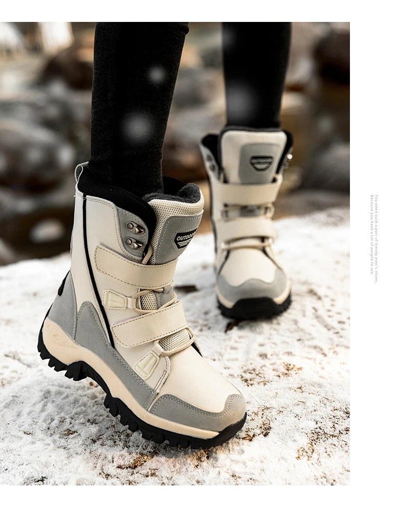 Bottes de neige imperméables mi-mollet pour femmes, peluche