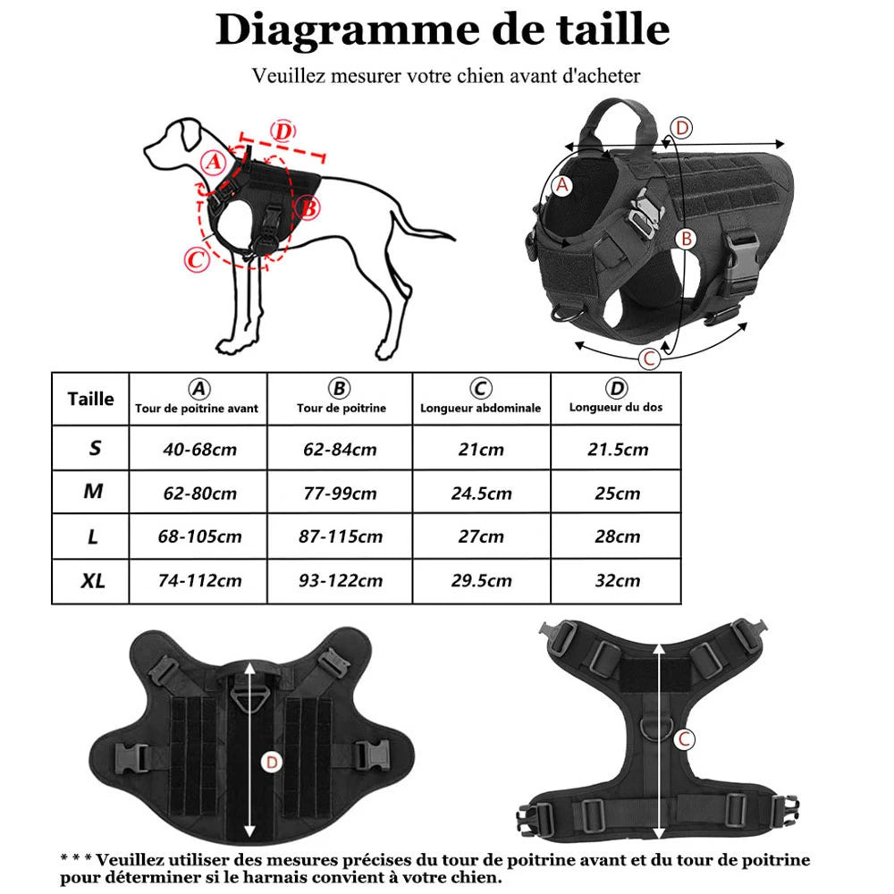 Ensemble de laisse et collier SFP pour chiens moyens et grands, animal de compagnie allemand, contribuables, troupeau malinois, formation, marche, glaDog pas cher noir