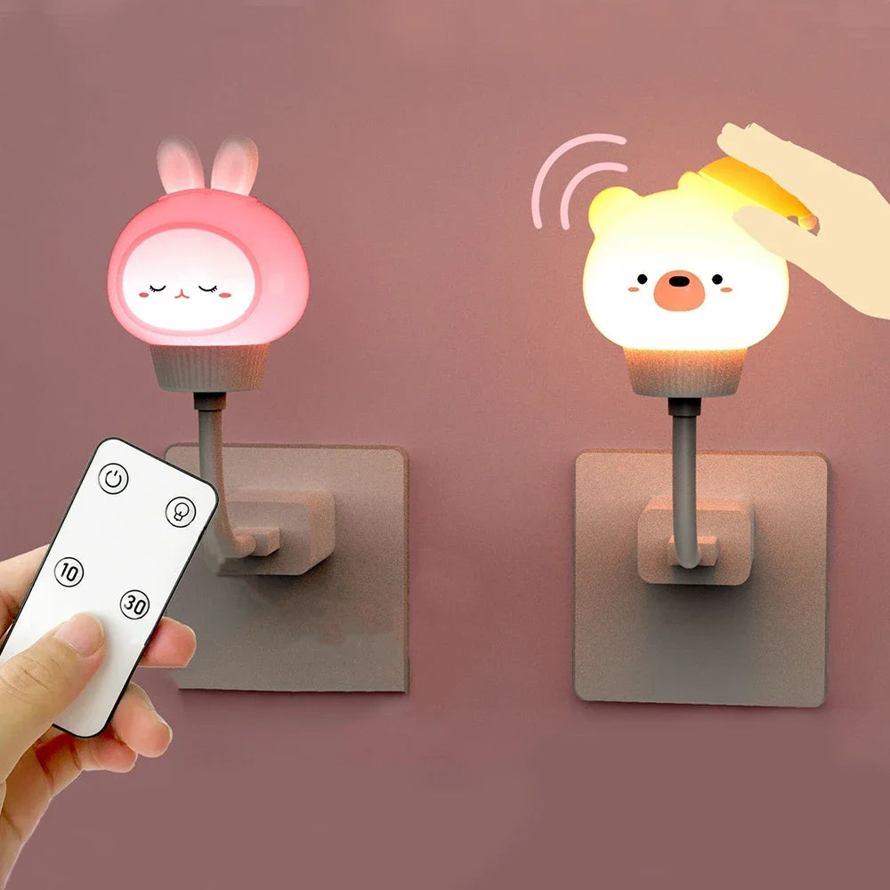 USB Dessin animé Mignon Veilleuse avec télécommande Bébés Chambre Décoratif Lumière D’alimentation Lampe De Chevet