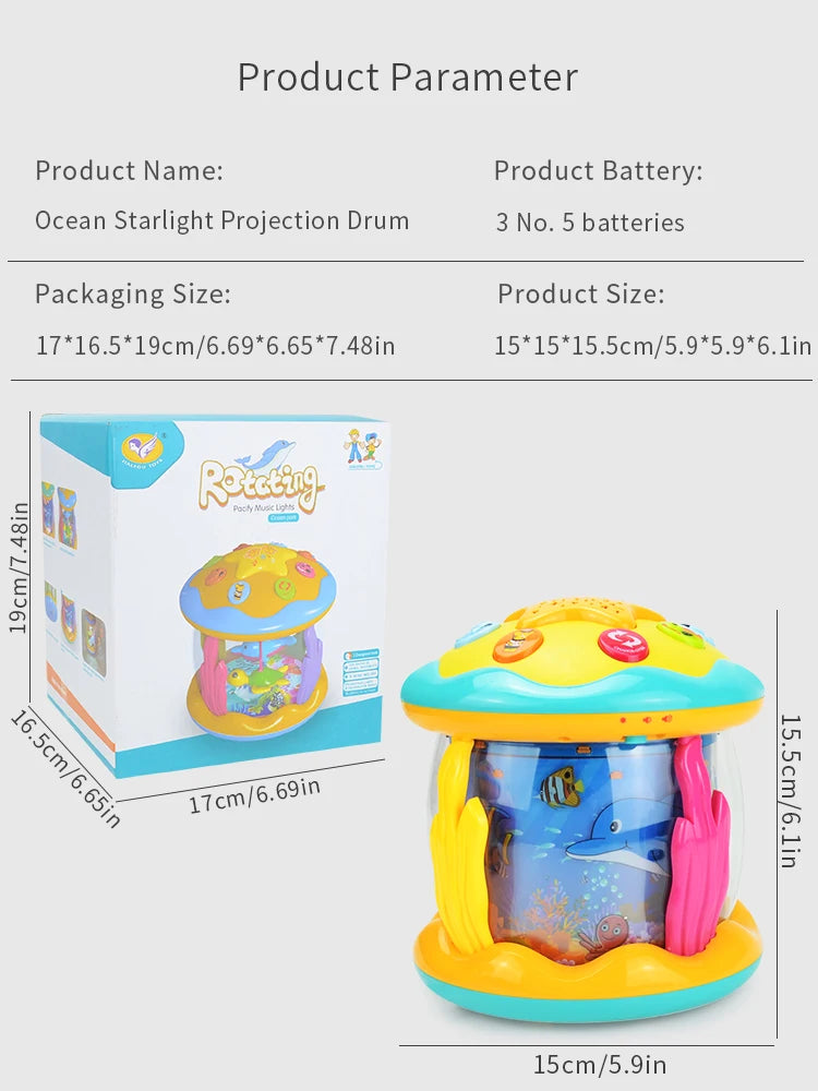 Jouets pour bébés 6 à 12 mois musical, Ocean Projecteur rotatif Cadeaux pour bébés pour les tout-petits Enfants