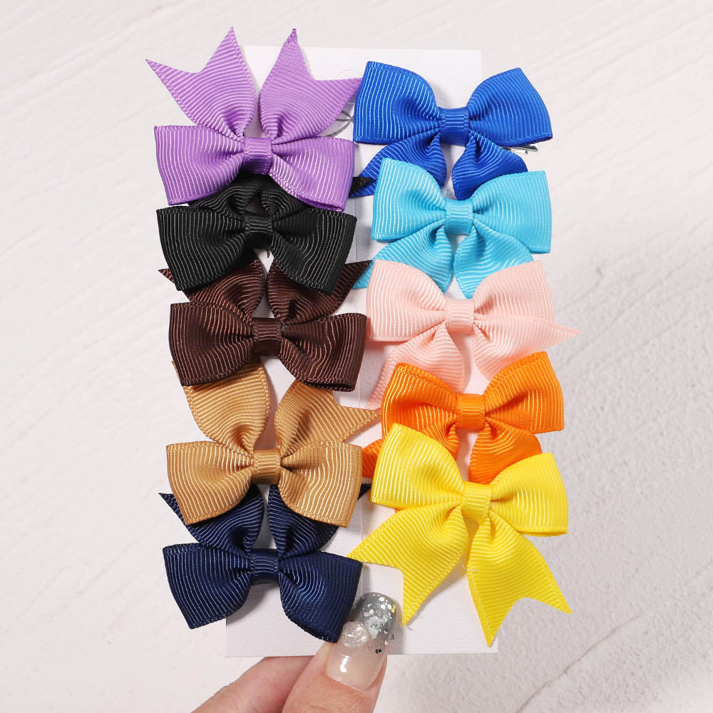 Lot de 10 Barrettes à cheveux avec ruban solide pour petites filles.