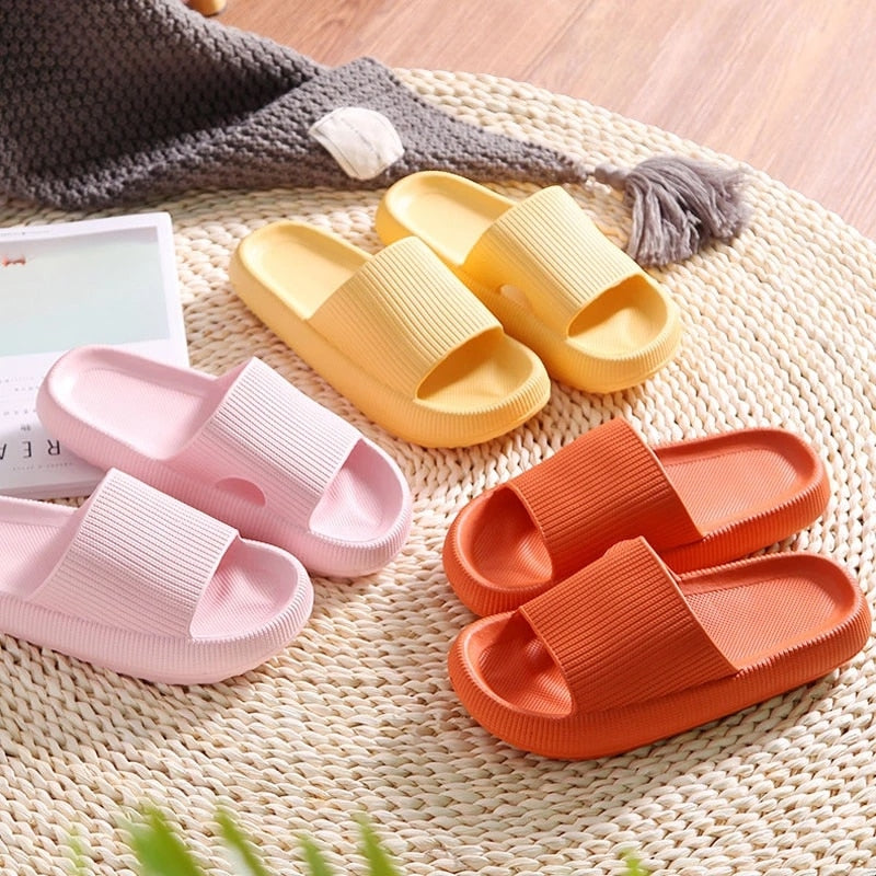 Lucyever Men Women Thick Platform Home Slippers Fashion Non-slip EVA Bathroom Slides Woman Sandals 2022 Summer Soft Flip Flops