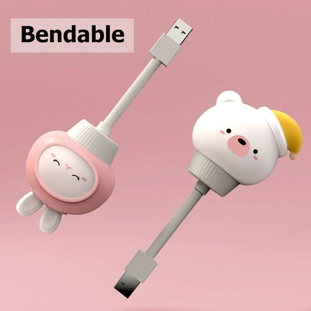 USB veilleuse LED Chlidren mignon dessin animé lampe de nuit ours lapin télécommande pour bébé